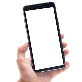 Hand holding and using phone mockup cutout, Png file