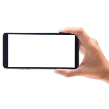 Hand holding and using phone mockup cutout, Png file