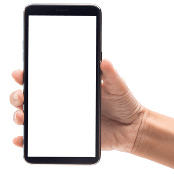 Hand holding and using phone mockup cutout, Png file