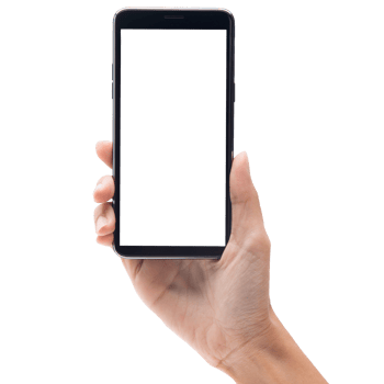 Hand holding and using phone mockup cutout, Png file