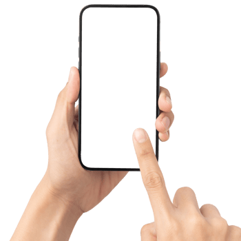 Hand holding and using phone mockup cutout, Png file