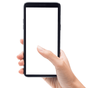 Hand holding and using phone mockup cutout, Png file