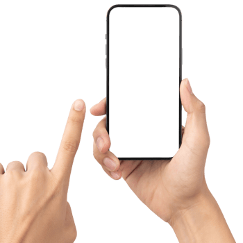 Hand holding and using phone mockup cutout, Png file
