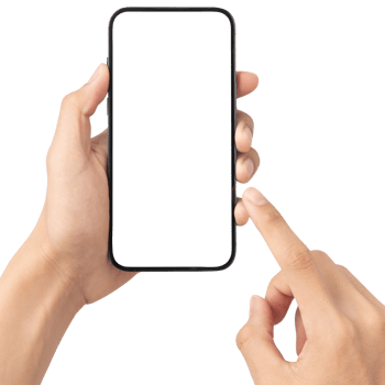 Hand holding and using phone mockup cutout, Png file