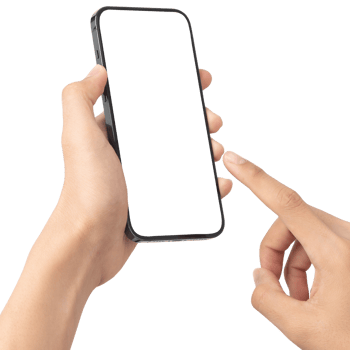 Hand holding and using phone mockup cutout, Png file