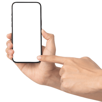 Hand holding and using phone mockup cutout, Png file