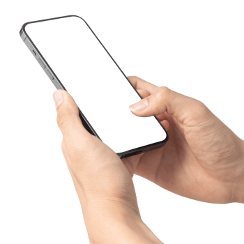 Hand holding and using phone mockup cutout, Png file