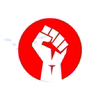 Raised fist logo. Raised black fist vecor icon. Victory, rebel symbol in protest or riot gesture symbol. vector