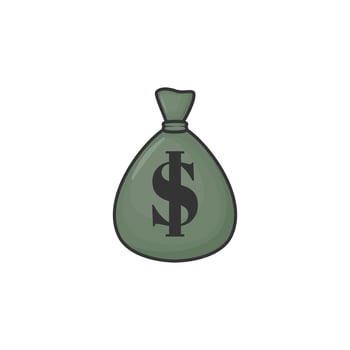 Cartoon icon of money or coin bag vector