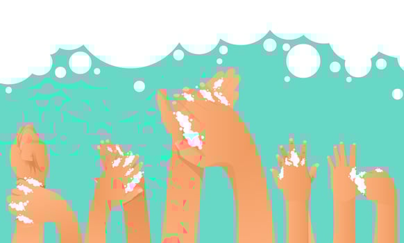 Handwashing day. Handwashing illustration. Water, washing hands, cleaning. Hygiene concept. vector