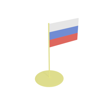 Flag of the Russian Federation on flagpole, plastic toy, 3D rendering model. png