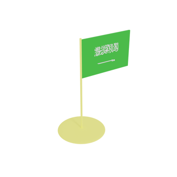 Flag of the Kingdom of Saudi Arabia on flagpole, plastic toy, 3D rendering model. png
