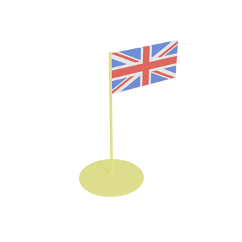 United Kingdom Great Britain Union Jack flag on flagpole, plastic toy, 3D rendering. png