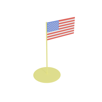 American flag on flagpole, plastic toy, 3D rendering. png