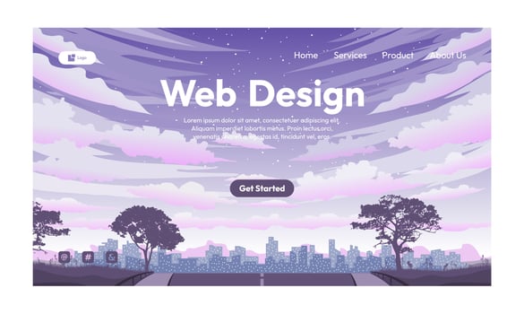 japanese anime view for landing page or web design vector