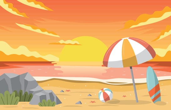 Sunset Beach Landscape Concept vector