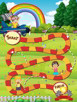 Snake and ladders game template vector