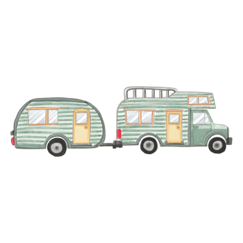 Watercolor camper van, Hand painted camping supplies png