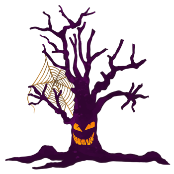 Ghost Tree Watercolor Clipart, Hand painted Halloween Day png