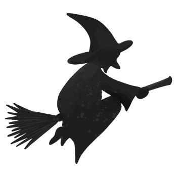 Witch silhouette Watercolor Clipart, Hand painted Halloween png