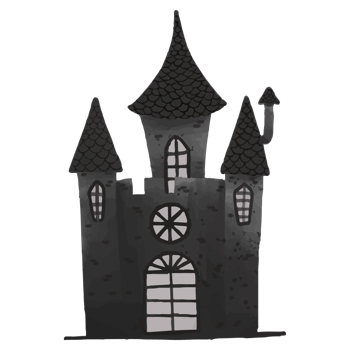 Castle silhouette Watercolor Clipart, Hand painted Halloween png