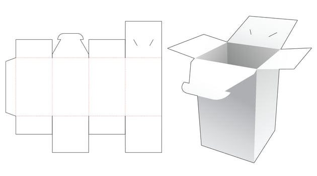 Packaging box with locked point die cut template vector