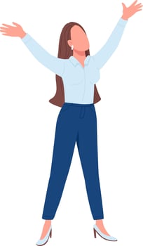 Happy female office worker semi flat color vector character
