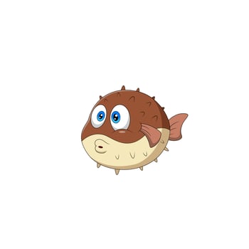 Illustration of cute cartoon puffer fish vector