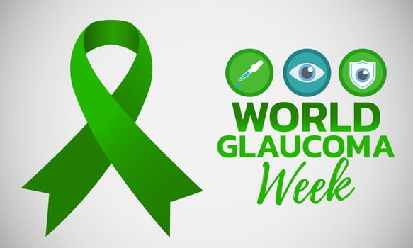 World glaucoma week.Illustration with green ribbon vector