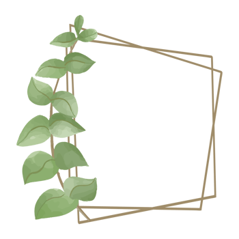 Watercolor Leaf Frame, Green leaves clipart png