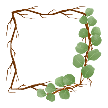 Watercolor Leaf Frame, Green leaves clipart png