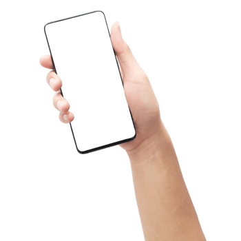 Hand holding smartphone with screen mockup png