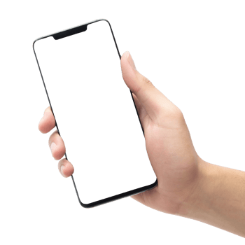 Hand holding smartphone with screen mockup png
