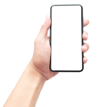 Hand holding smartphone with screen mockup png