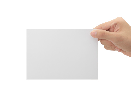 Hand holding blank paper, Greeting card mockup png
