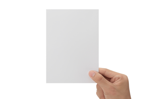 Hand holding blank paper, Greeting card mockup png