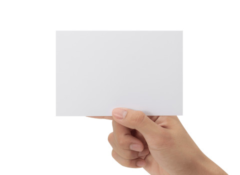 Hand holding blank paper, Greeting card mockup png