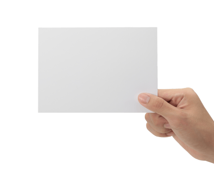 Hand holding blank paper, Greeting card mockup png