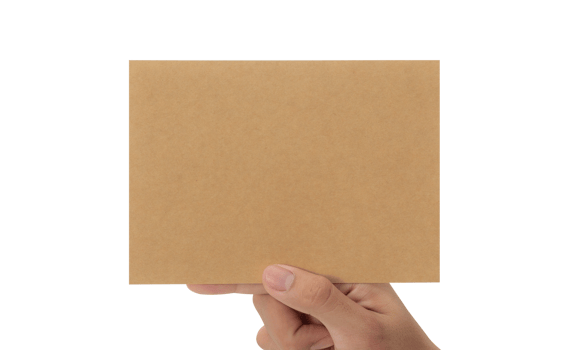 Hand holding blank cardboard paper, Greeting card mockup png