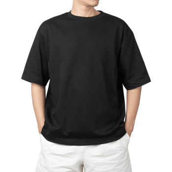 Man in black oversize t-shirt mockup, Design template png