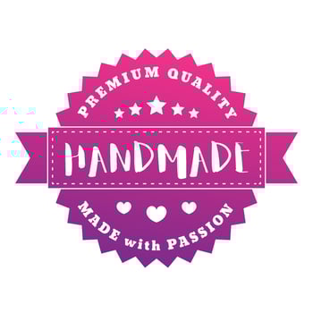 Handmade, Made with Passion badge, label, violet on white vector