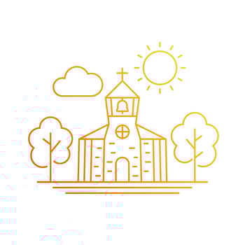church with a belfry, line art vector