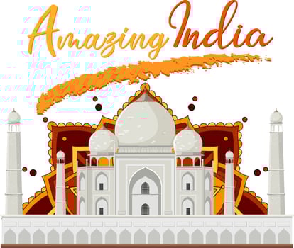 Amazing India lettering with Taj Mahal vector