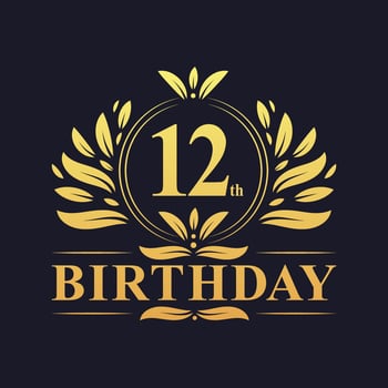 Luxury 12th Birthday Logo, 12 years celebration vector