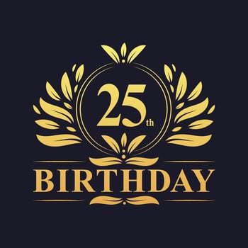 Luxury 25th Birthday Logo, 25 years celebration. vector