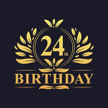 Luxury 24th Birthday Logo, 24 years celebration. vector