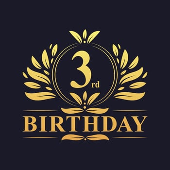 Luxury 3rd Birthday Logo, 3 years celebration. vector