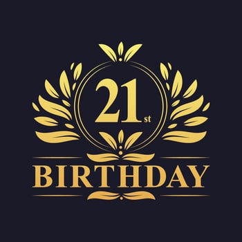 Luxury 21st Birthday Logo, 21 years celebration. vector