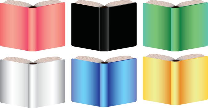 Standing Open Books with Different Colors vector