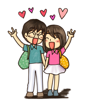 Anime love couples together travel Cute Character Cartoon Model Emotion Illustration ClipArt Drawing Kawaii Manga Design Idea Art png